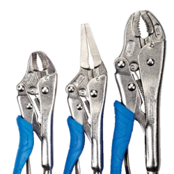 Mastercraft Locking Pliers Set, Wire Cutting Edge, High Carbon Steel Handles With Nickel Plate, 3-pc