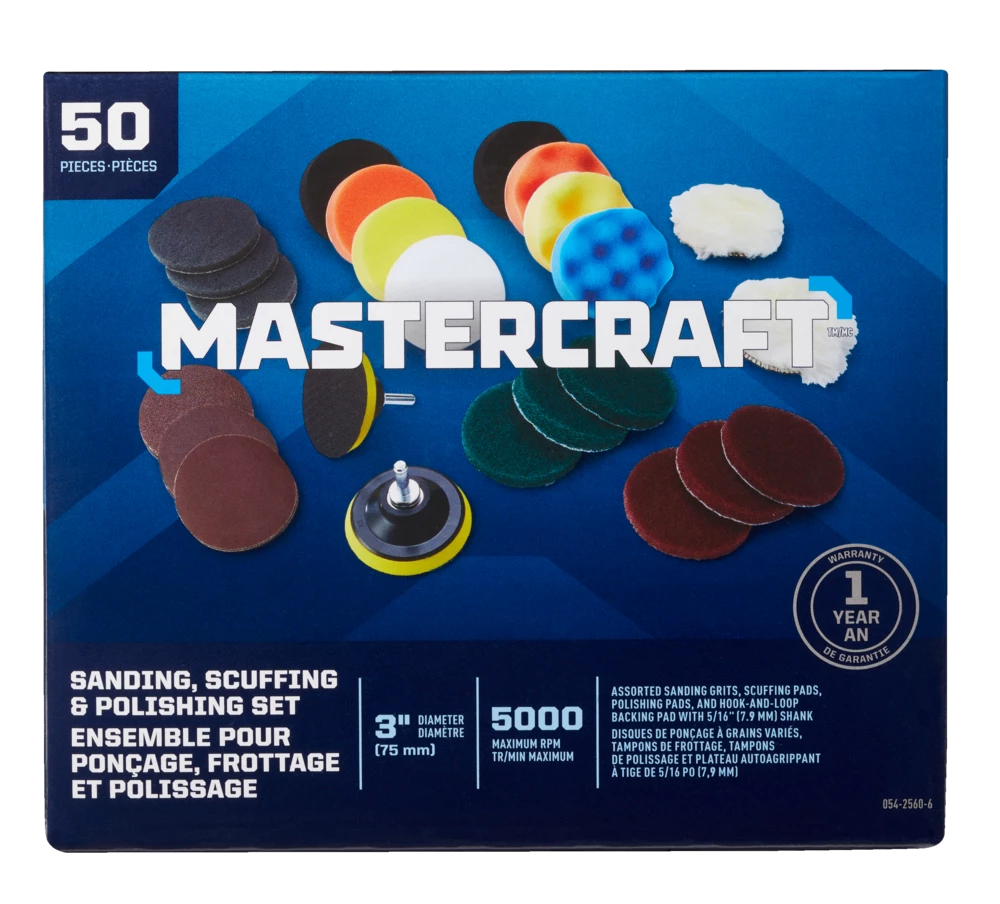 Mastercraft 3-in Assorted Sanding, Scuffing & Polishing Kit For Wood, Metal, 50-pc