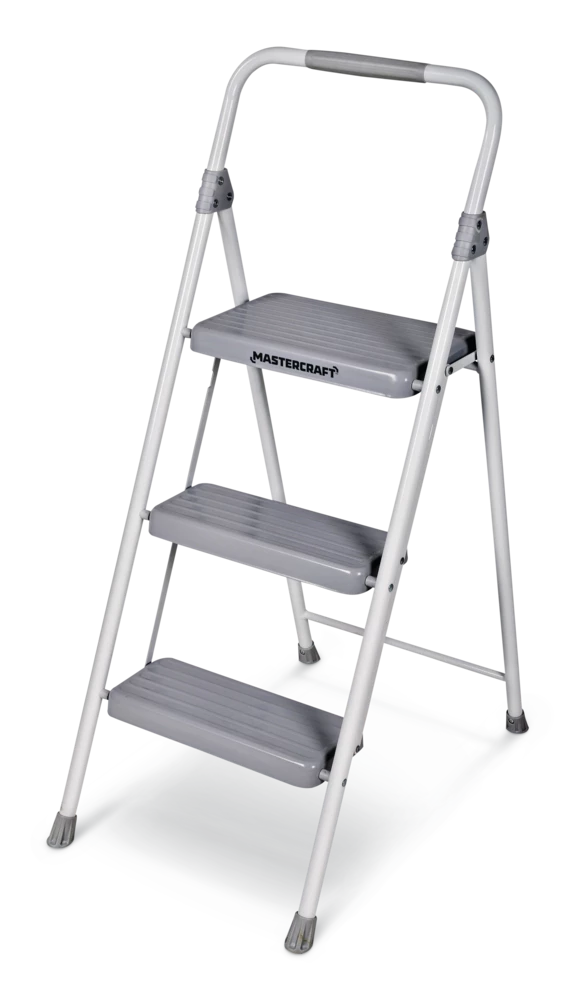 Mastercraft 3-Step Metal Folding Step Stool, 225-lb, 3.2 Ft