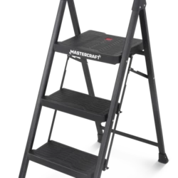 Mastercraft 3-Step Metal/Plastic Folding Step Stool, 250-lb, 3.9 Ft