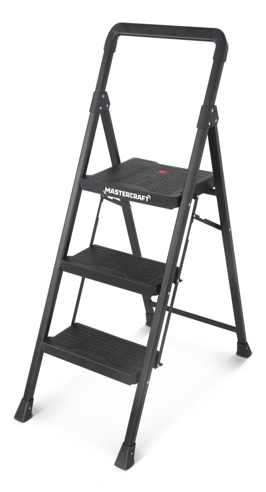 Mastercraft 3-Step Metal/Plastic Folding Step Stool, 250-lb, 3.9 Ft
