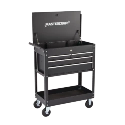 Mastercraft Rolling Mechanics Cart/Utility Cart W/ 4 Drawers, Black, 30-in