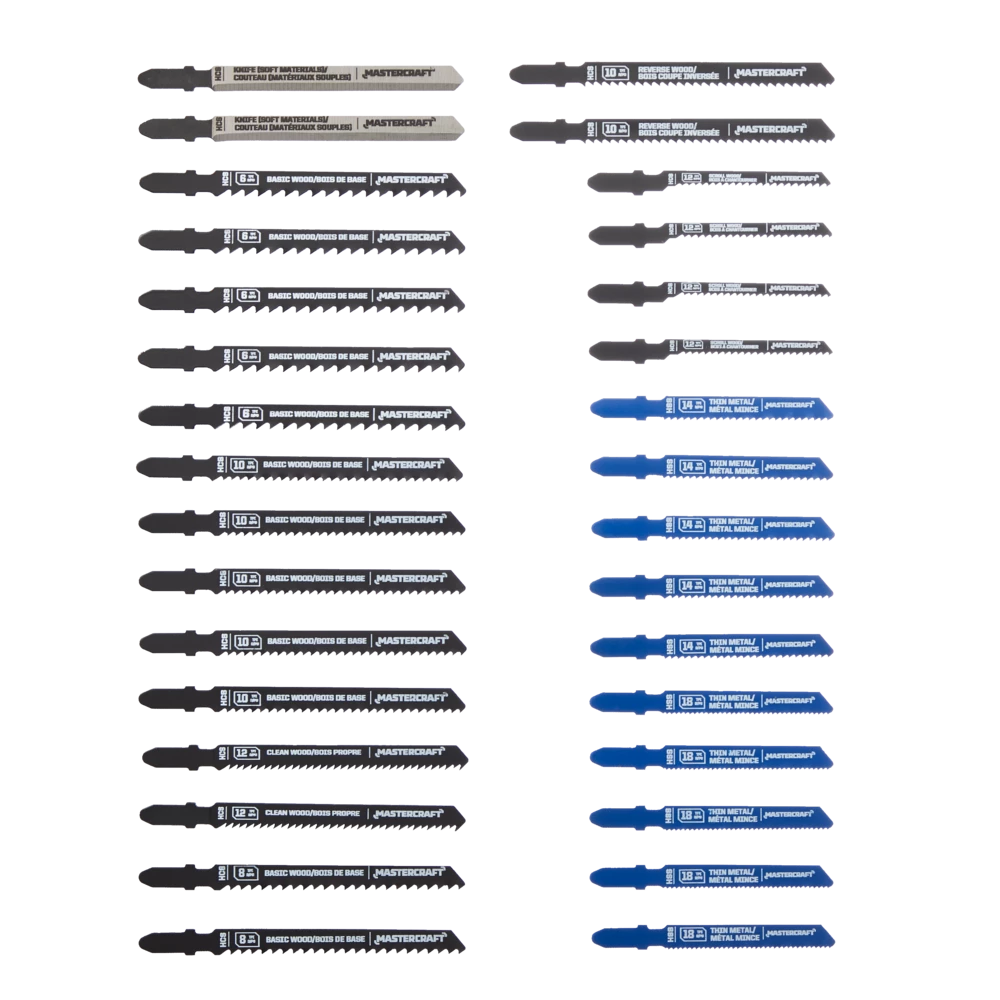 Mastercraft U-Shank HSS & HCS Jigsaw Blade Set With Case, For Wood, Metal, 32-pc