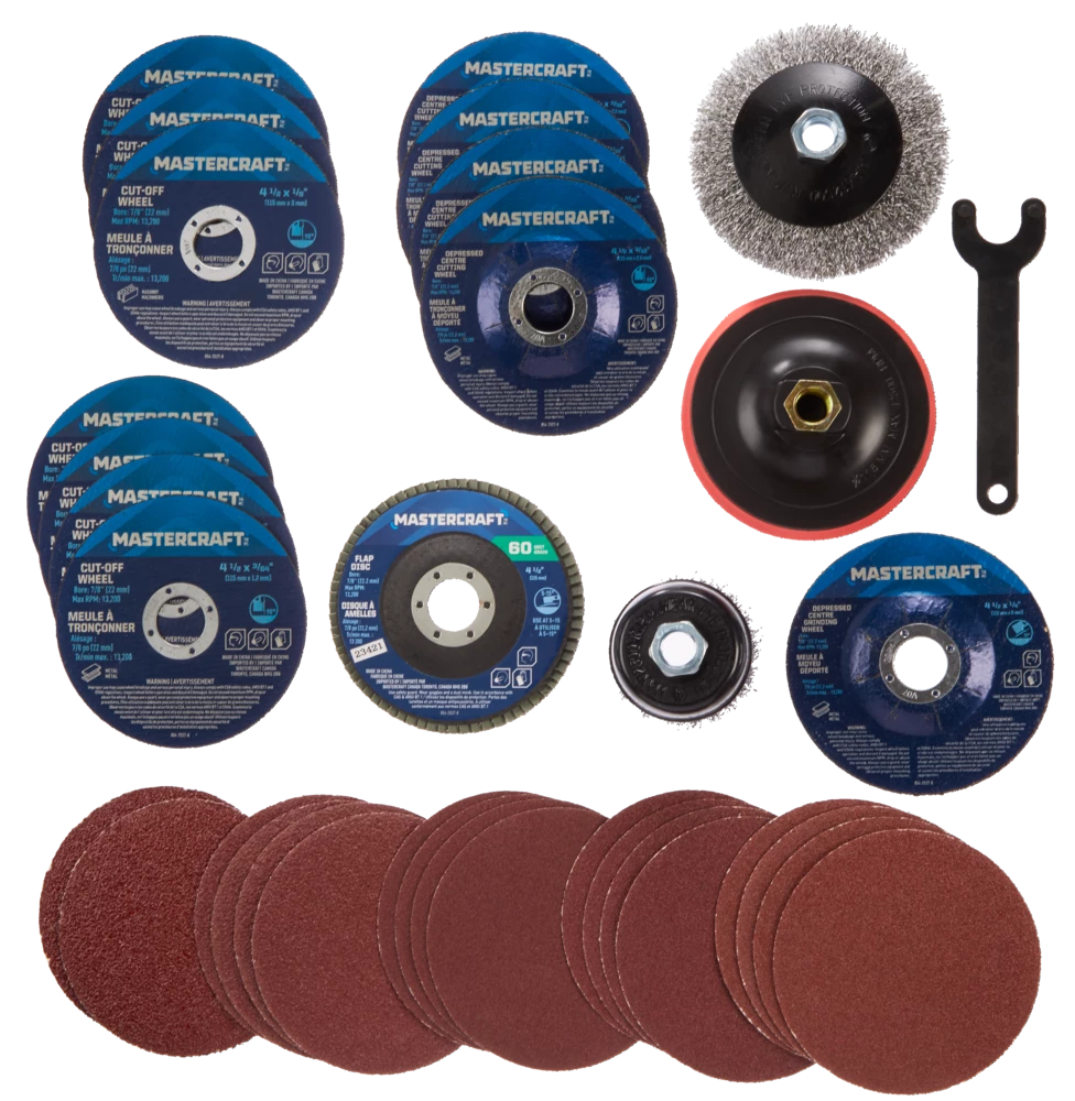 Mastercraft 4-1/2-in Assorted Grit Aluminum Oxide Angle Grinder Accessory Set, 35pc - Image 2