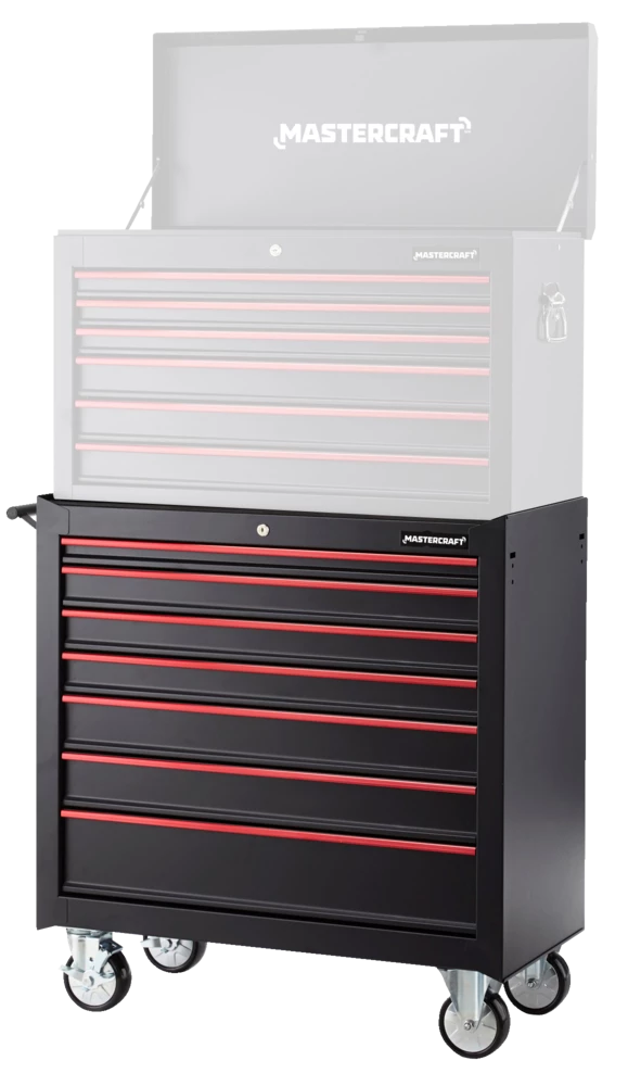 Mastercraft Rolling Tools Storage Cabinet W/ 7 Drawers, Black, 36-in - Image 6