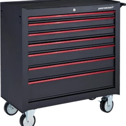 Mastercraft Rolling Tools Storage Cabinet W/ 7 Drawers, Black, 36-in