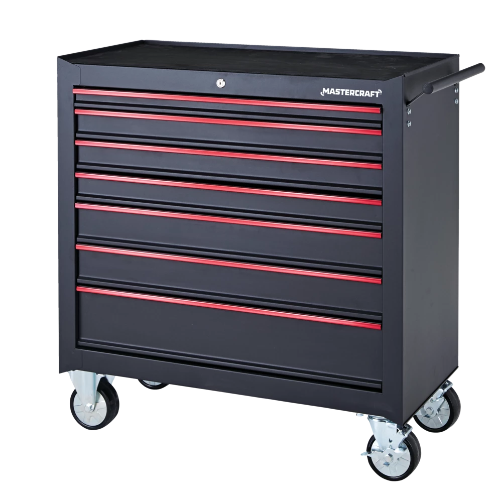 Mastercraft Rolling Tools Storage Cabinet W/ 7 Drawers, Black, 36-in - Image 2