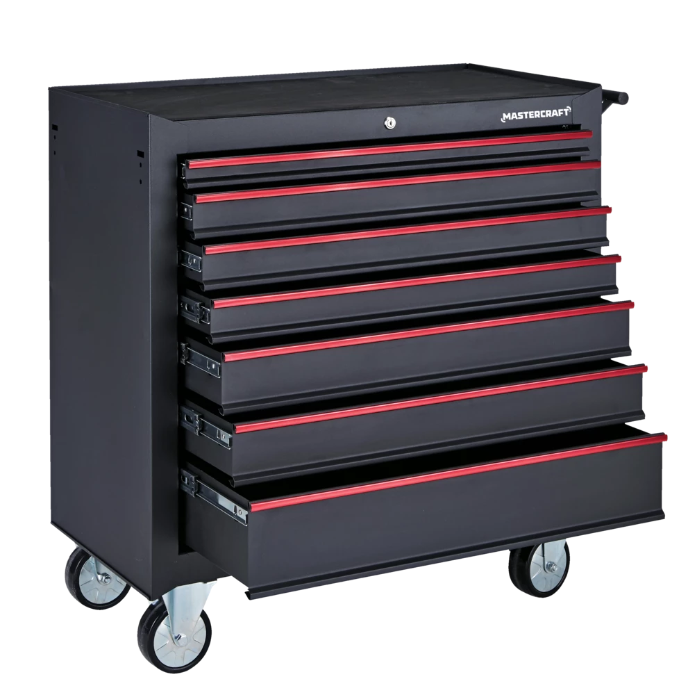 Mastercraft Rolling Tools Storage Cabinet W/ 7 Drawers, Black, 36-in - Image 5