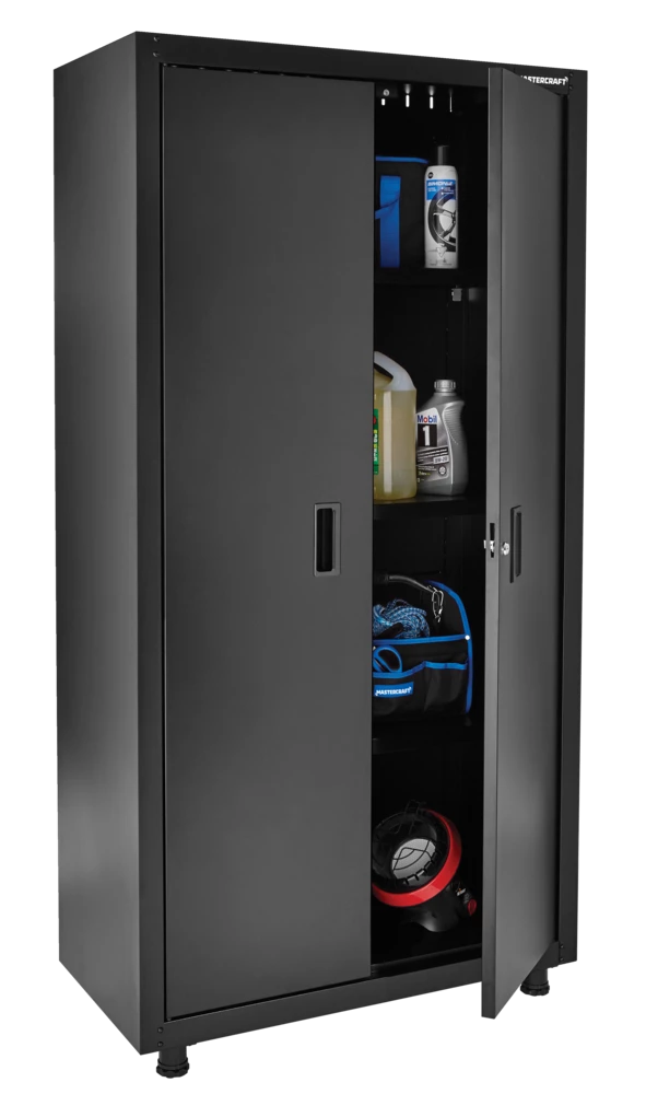 Mastercraft 2-Door Tall & Wide Cabinet With 3 Adjustable Shelves, Black Series, 36.5 X 18 X 72-in - Image 8