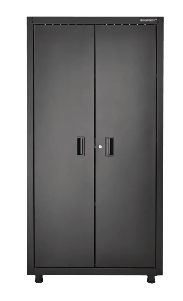 Mastercraft 2-Door Tall & Wide Cabinet With 3 Adjustable Shelves, Black Series, 36.5 X 18 X 72-in - Image 4