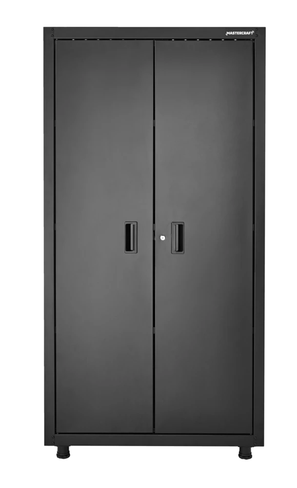 Mastercraft 2-Door Tall & Wide Cabinet With 3 Adjustable Shelves, Black Series, 36.5 X 18 X 72-in - Image 3