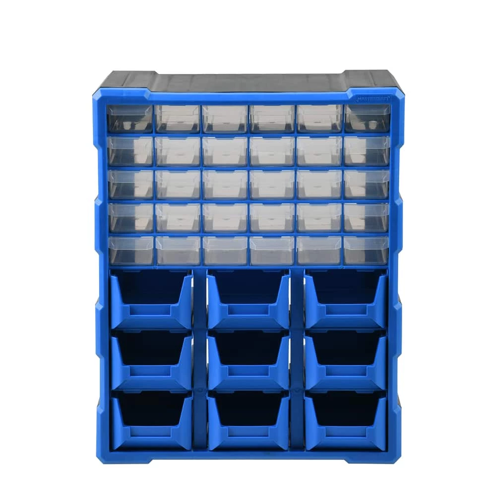 Mastercraft Hybrid Stackable Wall-Mountable 39-Drawers+Bins Parts Cabinet, 6x15x19-in - Image 4