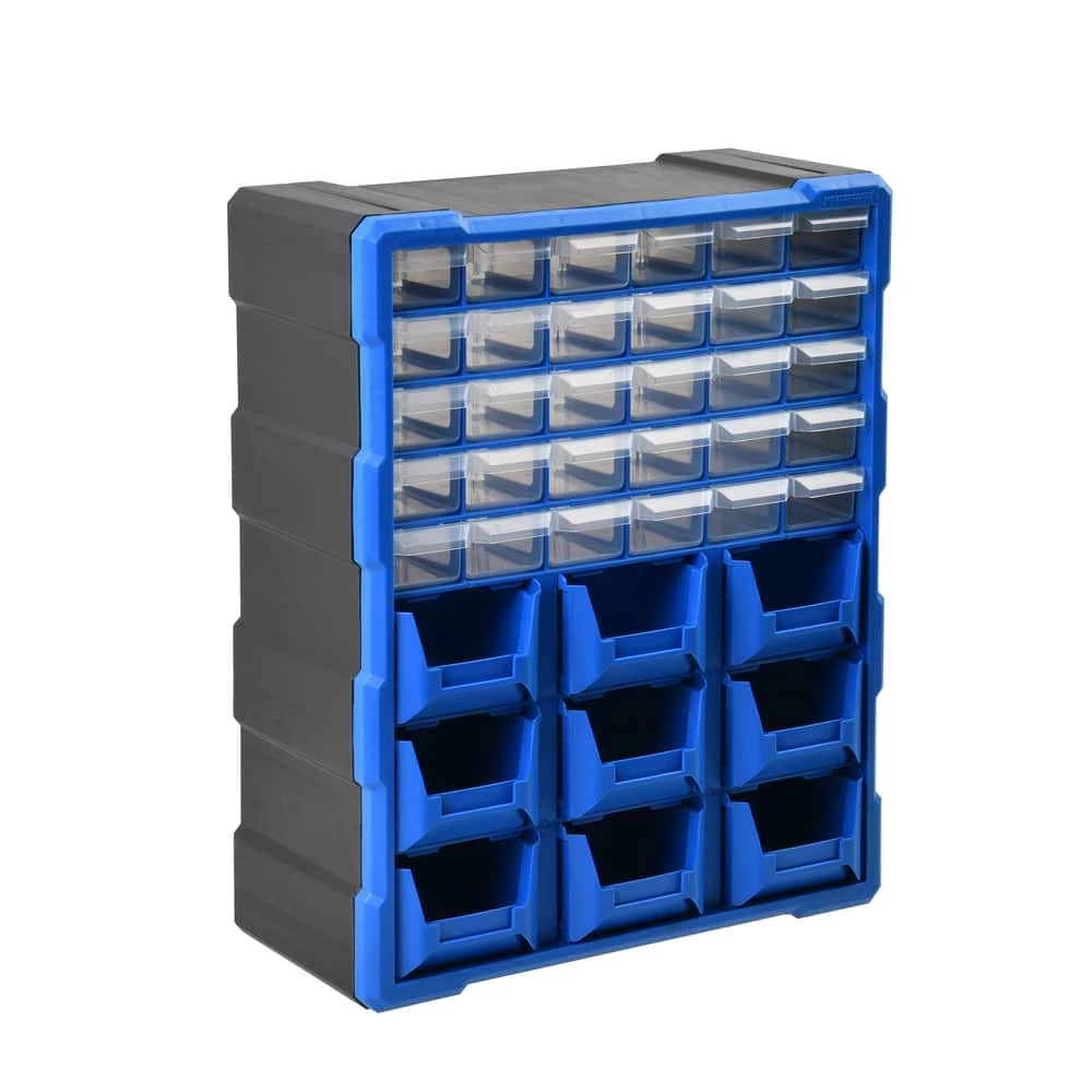 Mastercraft Hybrid Stackable Wall-Mountable 39-Drawers+Bins Parts Cabinet, 6x15x19-in - Image 2