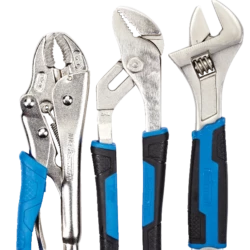 Mastercraft Pliers Set, High Contrast Rubber Grips, Rust Resistant, Cr-V Steel, 3-pc