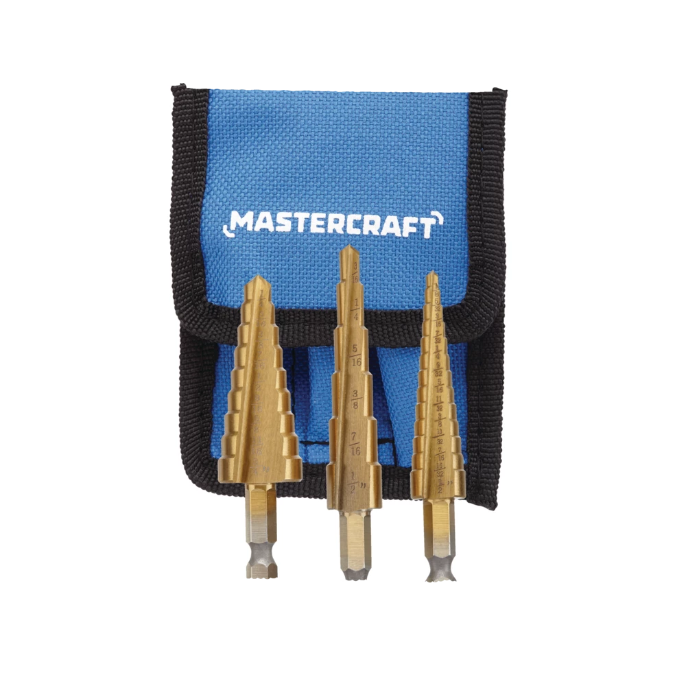 Mastercraft Titanium-Nitride Coated Step Drill Bit Set For Metal, Plastic, 3-pc - Image 5