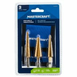 Mastercraft Titanium-Nitride Coated Step Drill Bit Set For Metal, Plastic, 3-pc