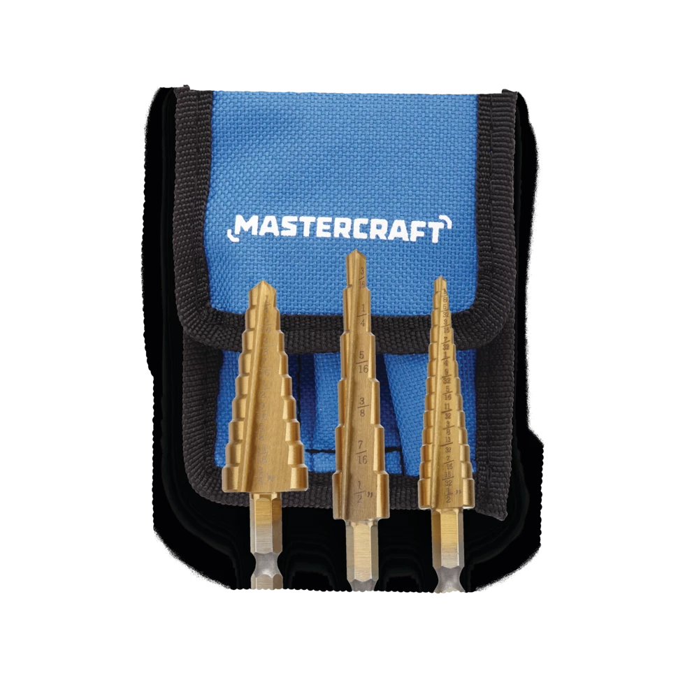 Mastercraft Titanium-Nitride Coated Step Drill Bit Set For Metal, Plastic, 3-pc - Image 4