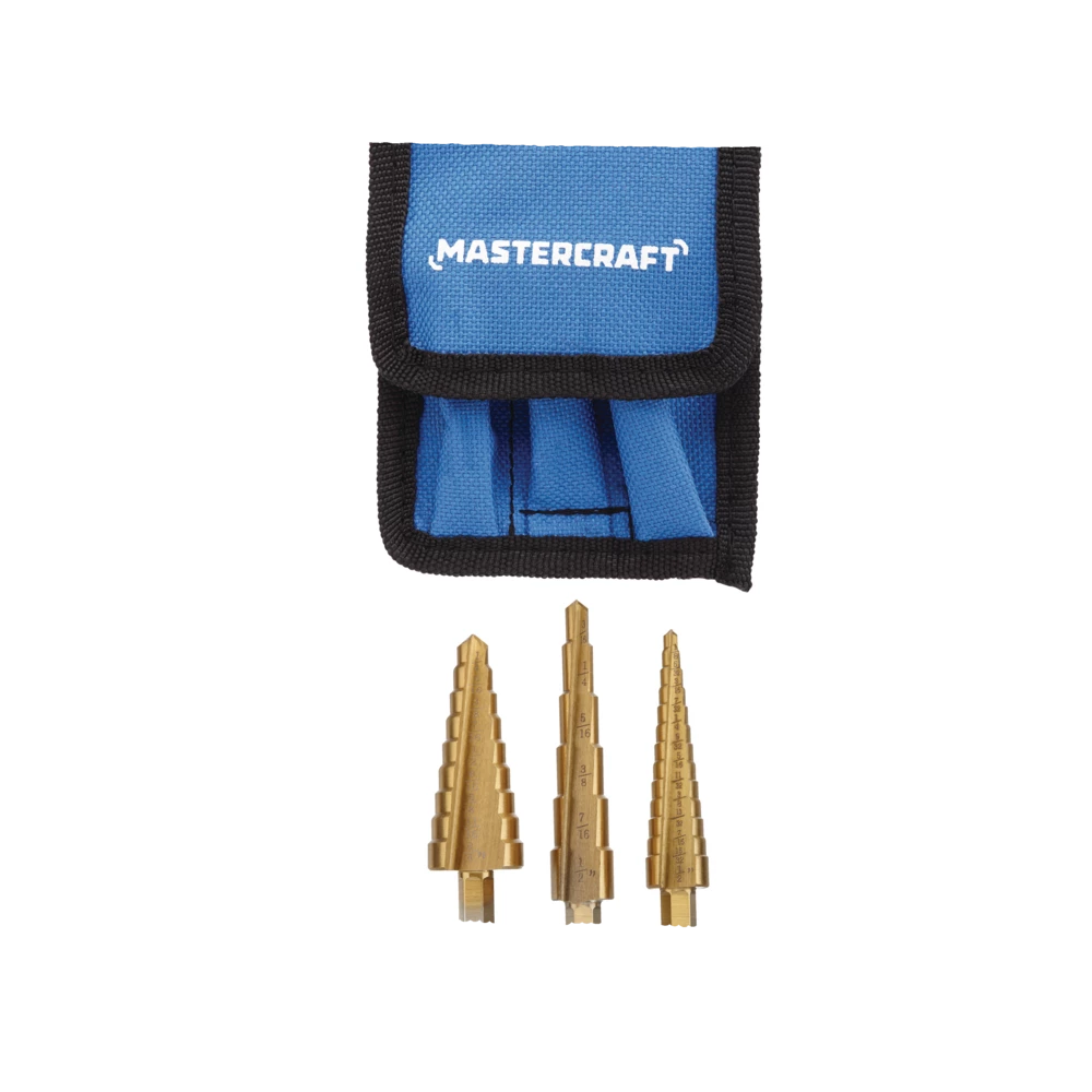 Mastercraft Titanium-Nitride Coated Step Drill Bit Set For Metal, Plastic, 3-pc - Image 2
