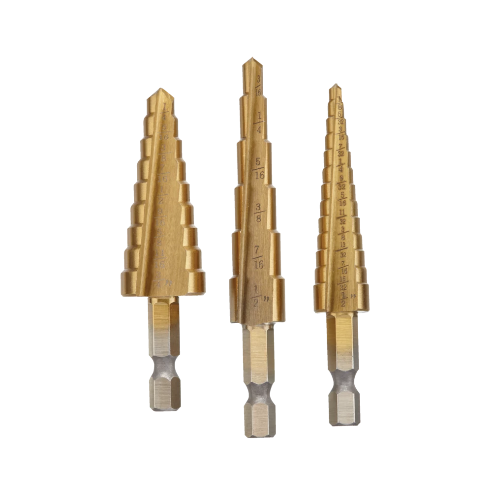 Mastercraft Titanium-Nitride Coated Step Drill Bit Set For Metal, Plastic, 3-pc - Image 7