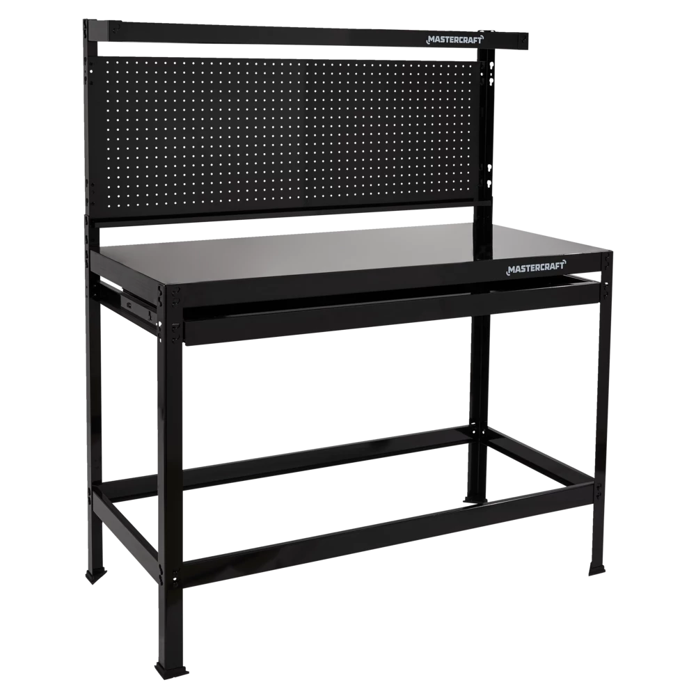 Mastercraft Steel Workbench/Work Table W/ Pegboard & Slide Drawer, 48x22x60-in - Image 2