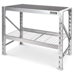 Mastercraft Steel Folding Workbench/Work Table W/ Adjustable Shelves, 48x23x36-in