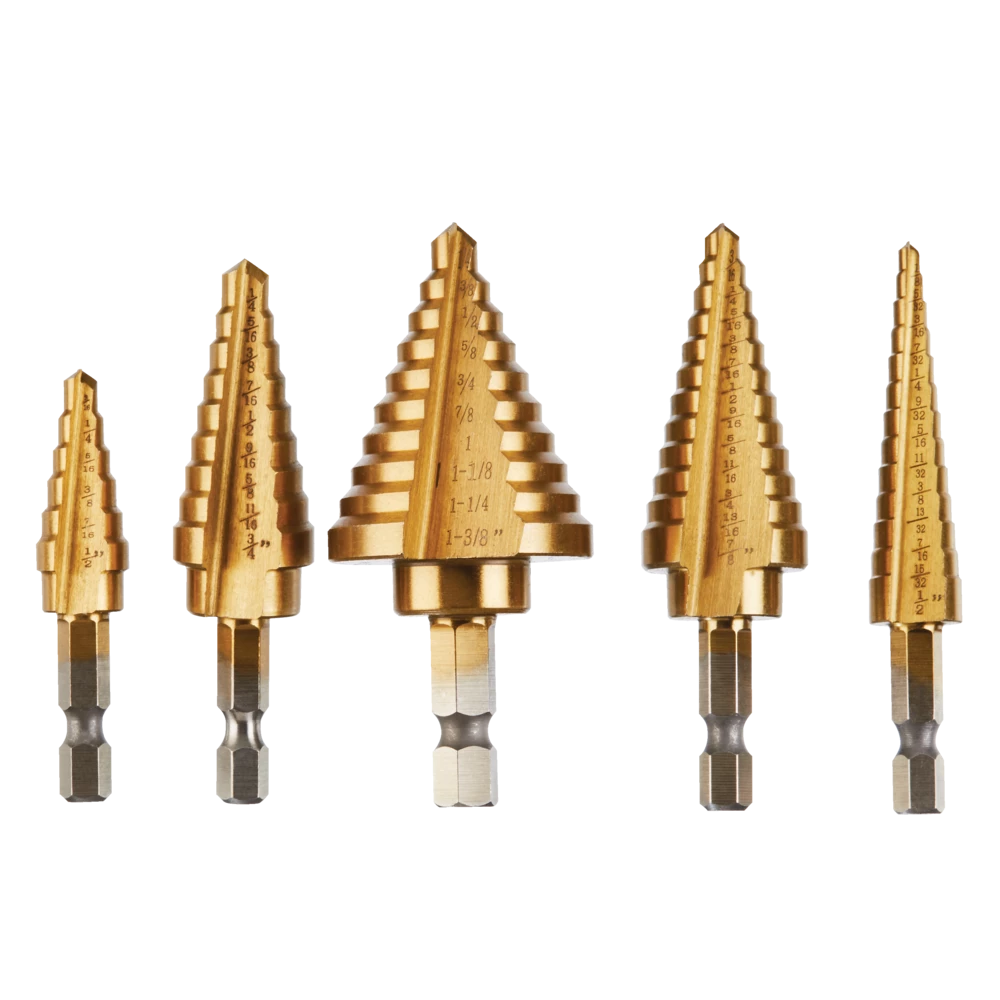 Mastercraft Titanium-Nitride Coated Step Drill Bit Set For Metal, Plastic, 5-pc - Image 2
