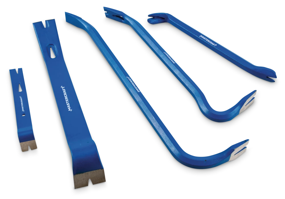 Mastercraft 5-pc Wrecking Set, 14-in And 17-3/4-in Wrecking Bars, 7-in And 15" Flat Pry Bars, 11-in Nail Puller
