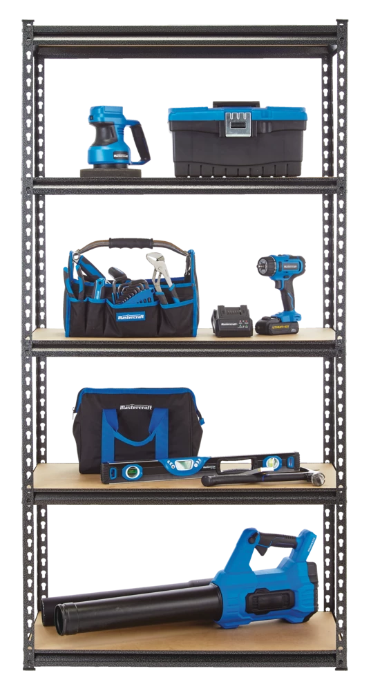 Mastercraft Adjustable 5-Shelf Steel Metal & Wood Storage Rack / Shelving Unit, 36 X 16 X 72-in - Image 2