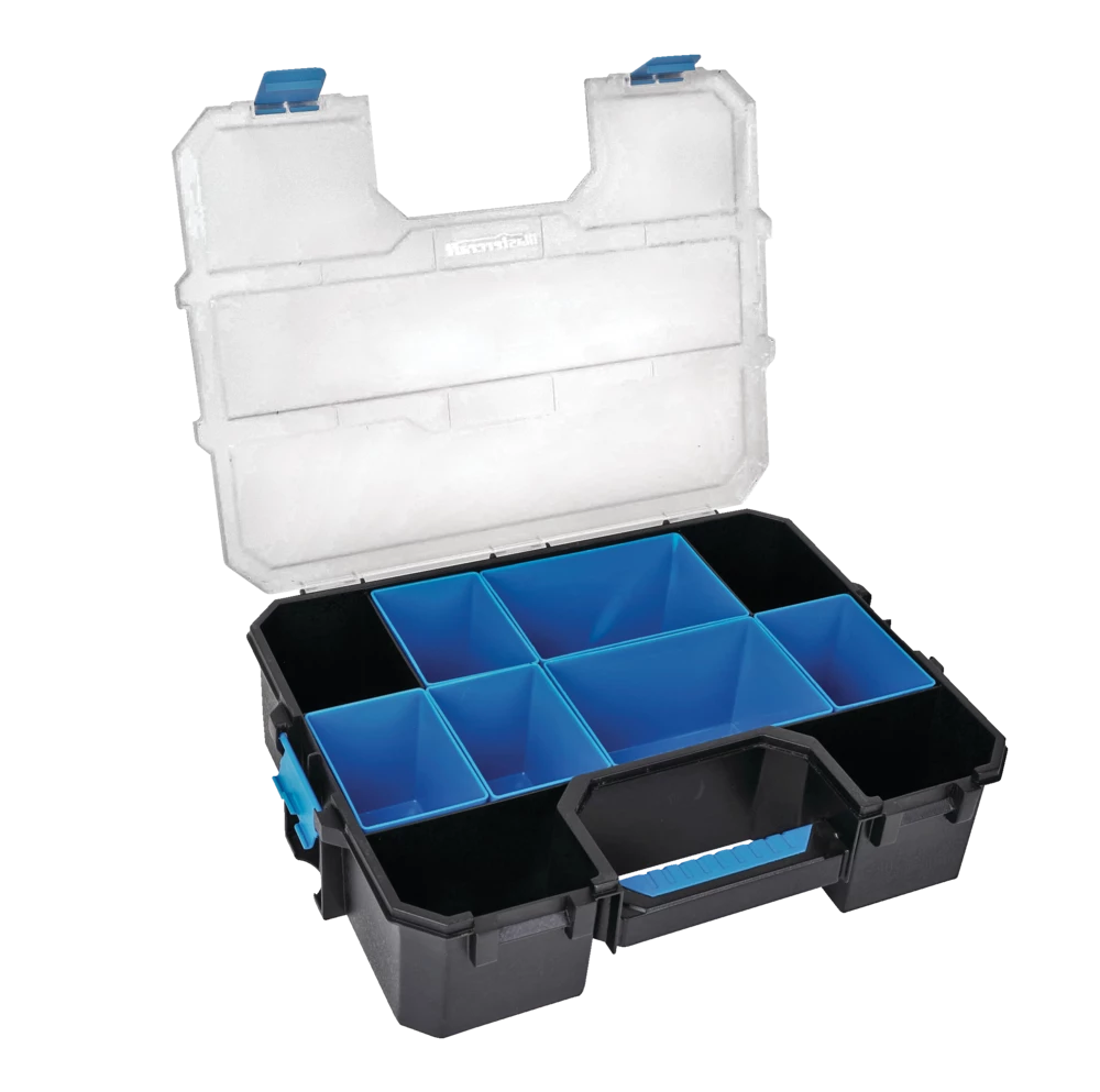 Mastercraft Portable Stackable Small Parts 6-Bins Organizer Tray W/ Lid, 17x13x5-in - Image 3