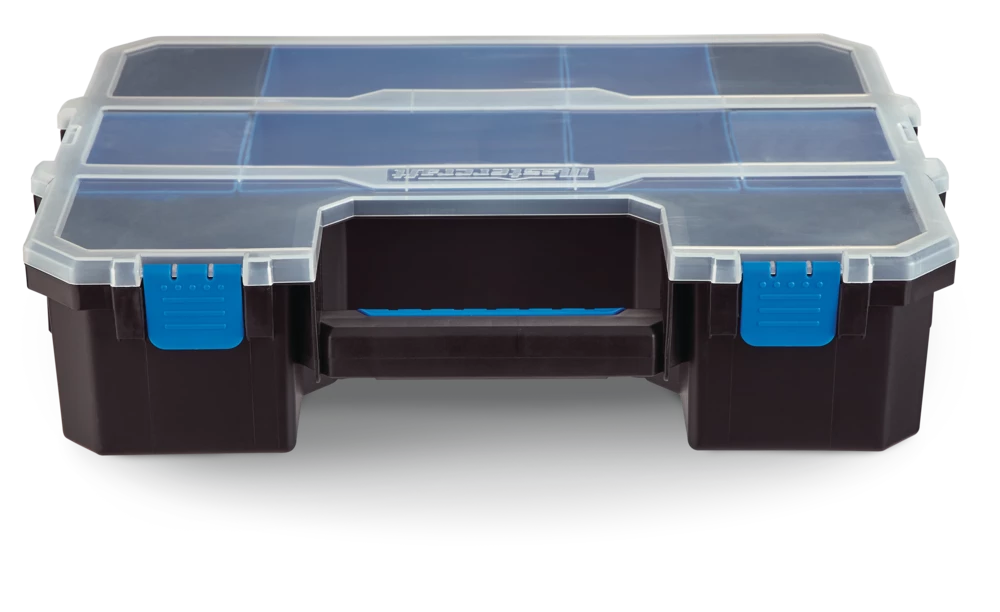 Mastercraft Portable Stackable Small Parts 6-Bins Organizer Tray W/ Lid, 17x13x5-in