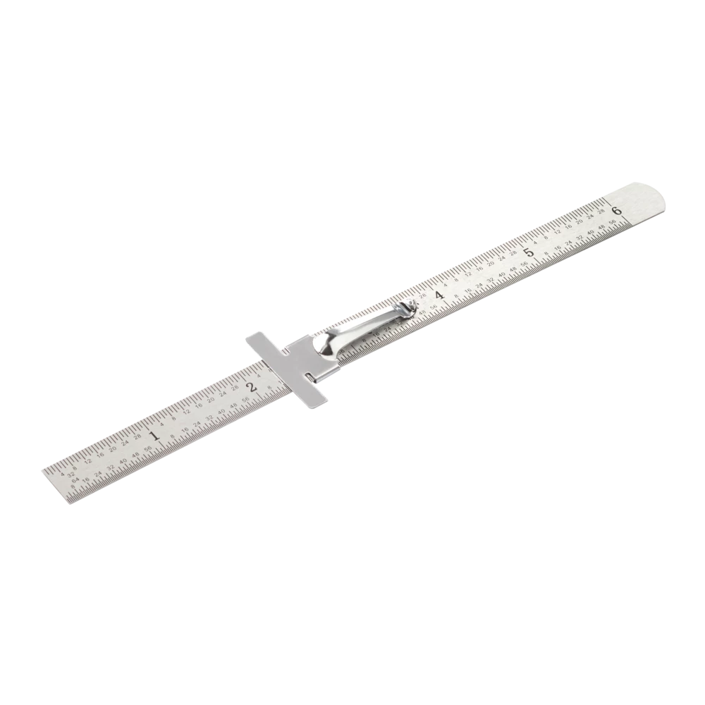 Mastercraft Flexible Stainless Steel Ruler, Easy-to-Read Etched Markings, Pocket Clip, 6-in