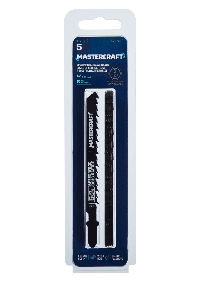 Mastercraft 6 TPI T-Shank HCS Jigsaw Blades For Wood, 5-pk - Image 2