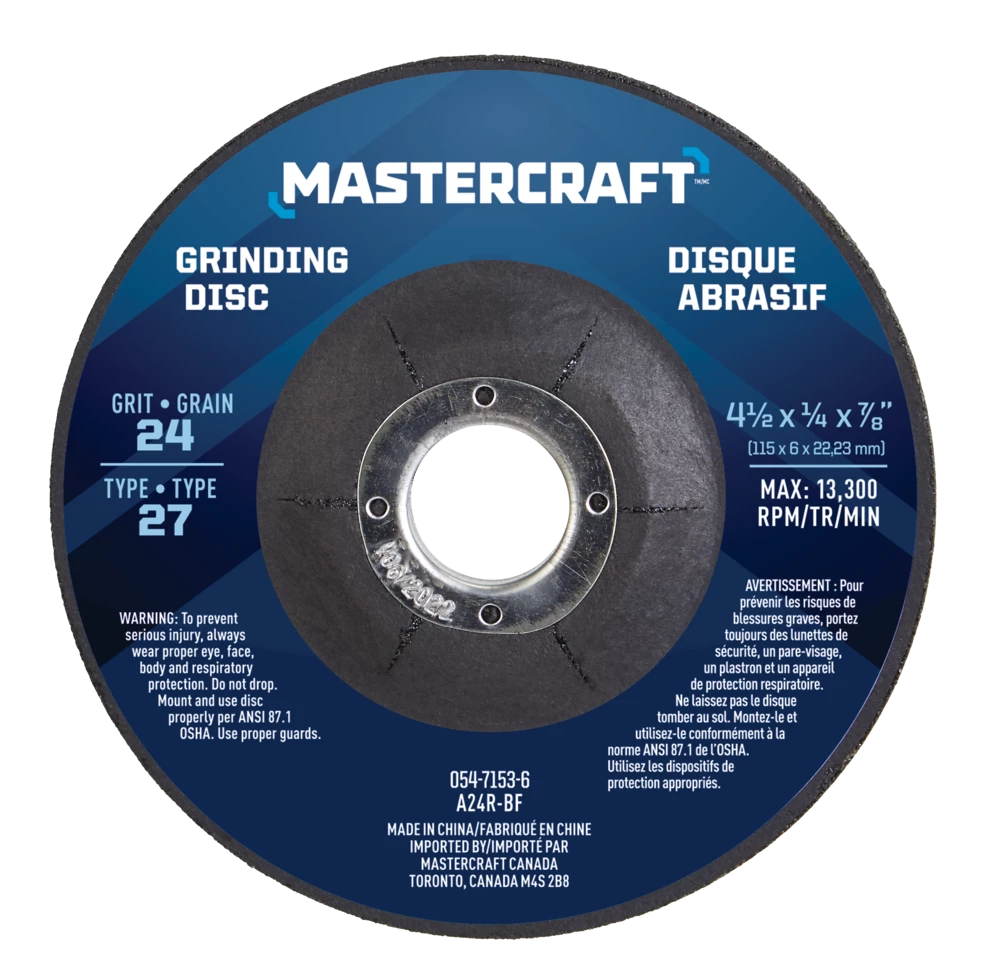 Mastercraft 6A Corded Single-Speed Angle Grinder With Bonus Cut-Off Disc & Guard, 4-1/2-in - Image 3