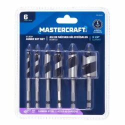Mastercraft 4-1/2-in HCS Stubby Auger Bit Set For Wood, 6-pc