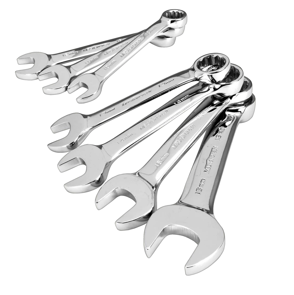 Mastercraft Combination Stubby Wrench Set, Metric, CRV, Nickel-Chrome Plating, 7-pc - Image 5