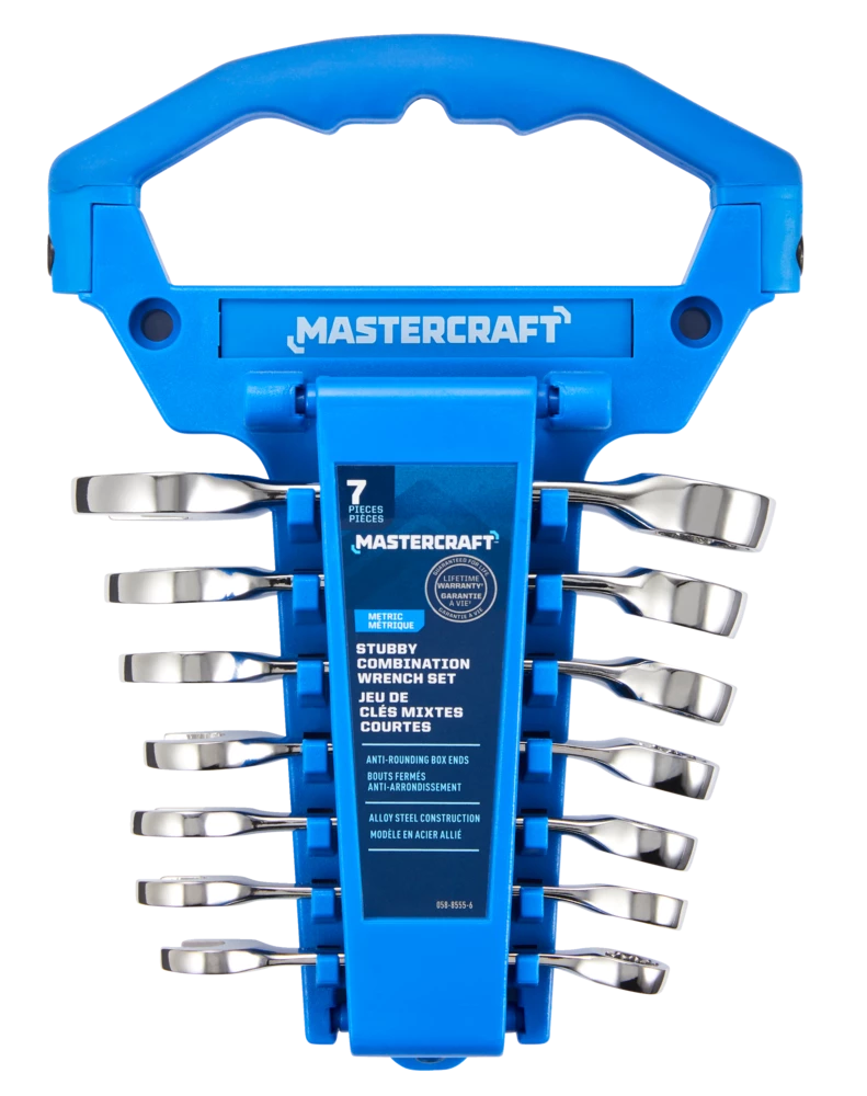 Mastercraft Combination Stubby Wrench Set, Metric, CRV, Nickel-Chrome Plating, 7-pc - Image 3