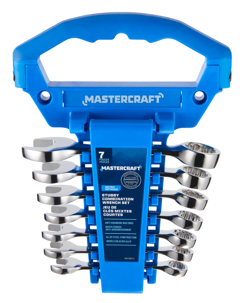 Mastercraft Combination Stubby Wrench Set, Metric, CRV, Nickel-Chrome Plating, 7-pc - Image 2