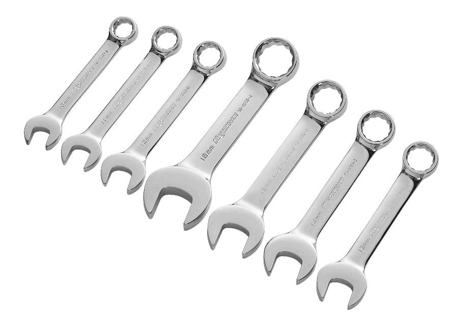 Mastercraft Combination Stubby Wrench Set, Metric, CRV, Nickel-Chrome Plating, 7-pc - Image 4