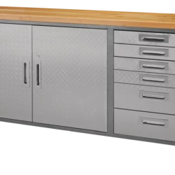 Mastercraft 6-Drawer, 2-Door Wooden Top Base Storage Cabinet With Shelf & Wheels, Diamond Series, 77 X 20 X 38-in