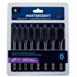 Mastercraft 6-in HCS Spade Drill Bit Set For Wood, 8-pc