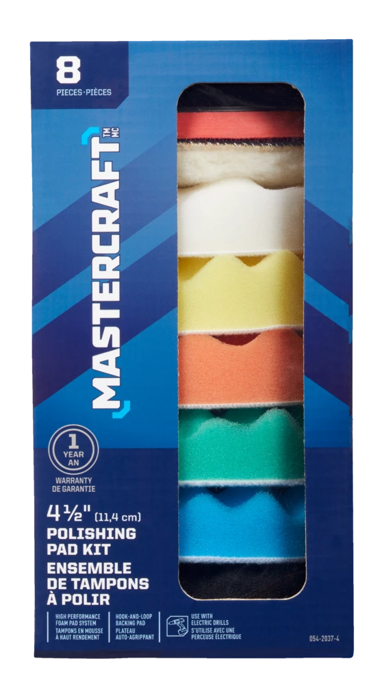 Mastercraft Sponge Pad Polishing Kit For Wood, Metal, Plastic, 8-pc