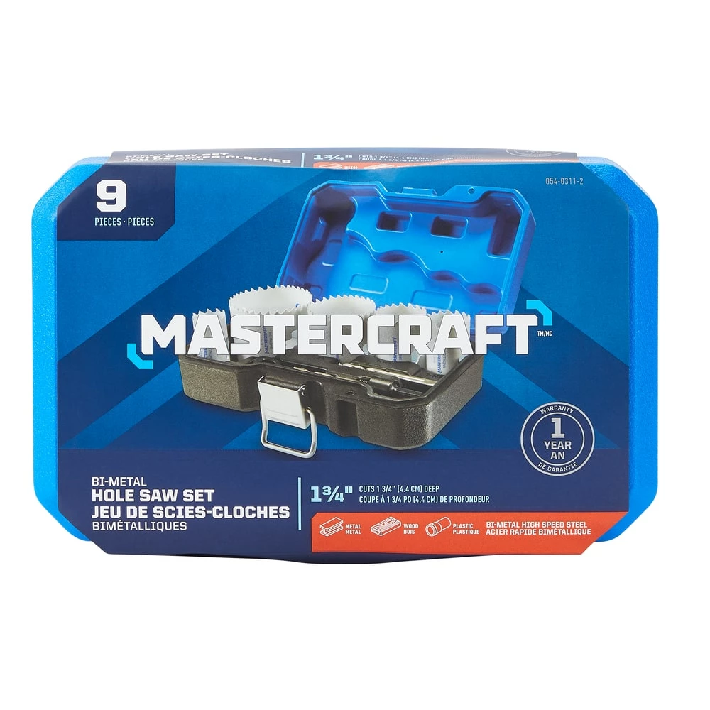 Mastercraft Bi-Metal Hole Saw Set For Wood, Plastic, Drywall, Metal, 9-pc - Image 7