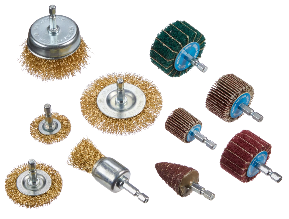 Mastercraft Aluminum Oxide Assorted Wire & Flap Brush Set For Wood, Metal, Plastic, 10-pc - Image 5