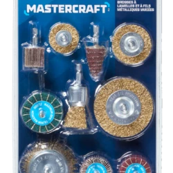 Mastercraft Aluminum Oxide Assorted Wire & Flap Brush Set For Wood, Metal, Plastic, 10-pc