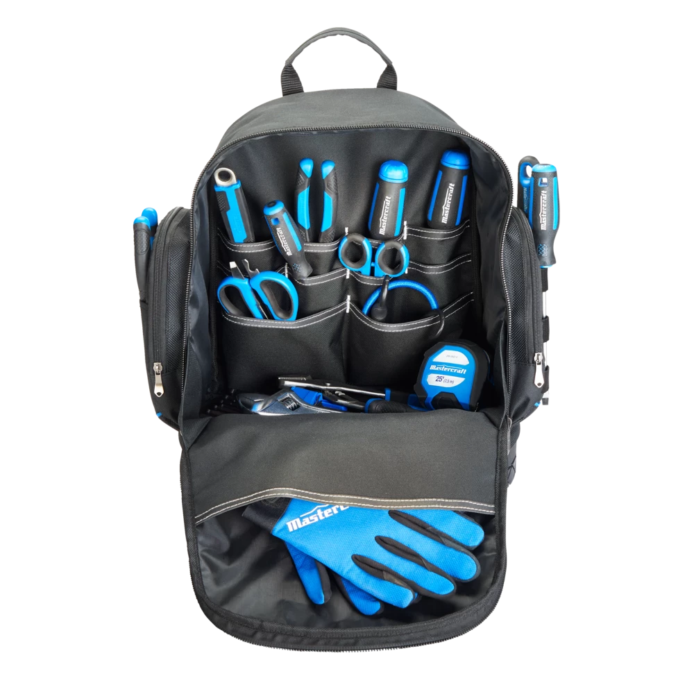 Mastercraft Backpack Tool Bag, 25 Pockets, 14x15-in - Image 5