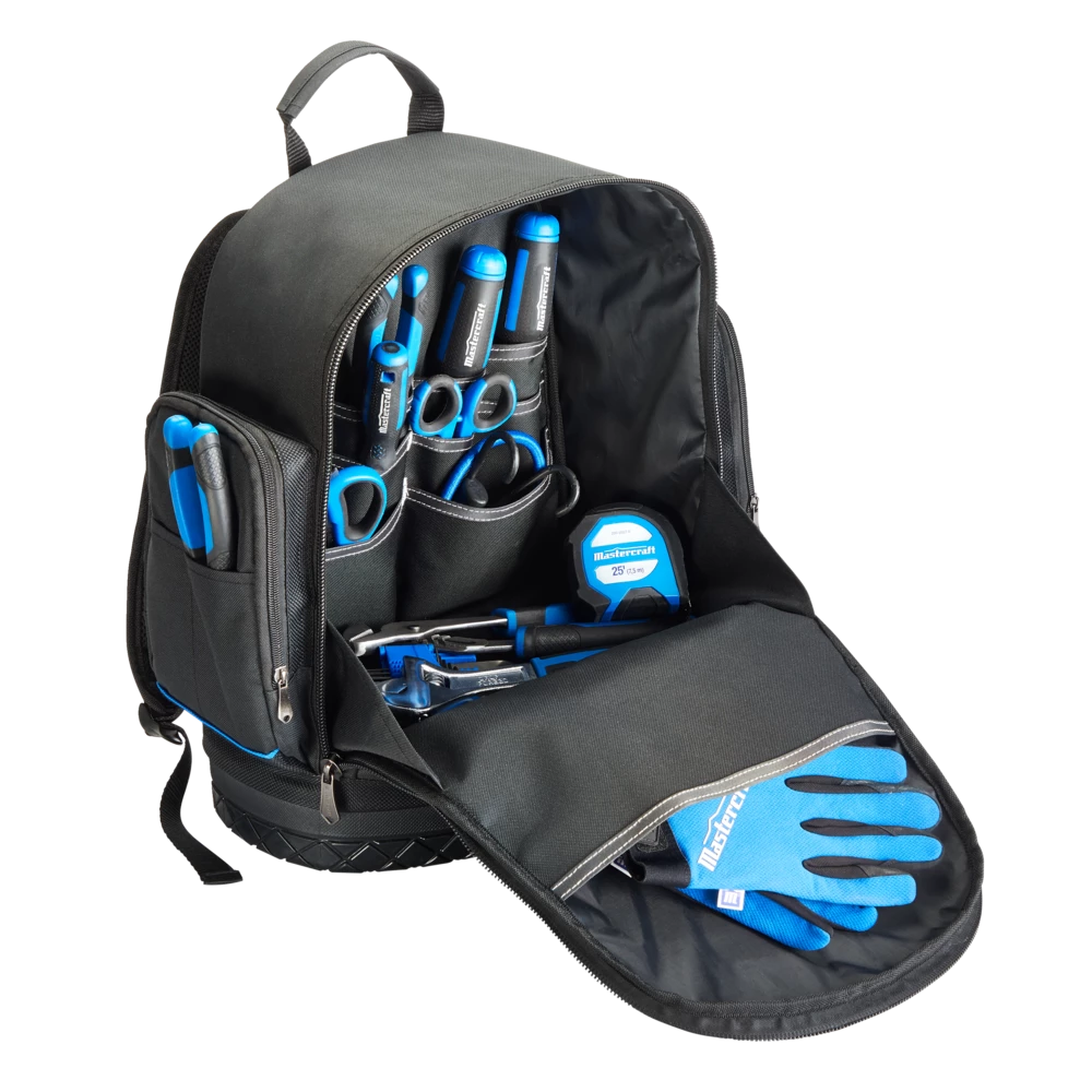 Mastercraft Backpack Tool Bag, 25 Pockets, 14x15-in - Image 4