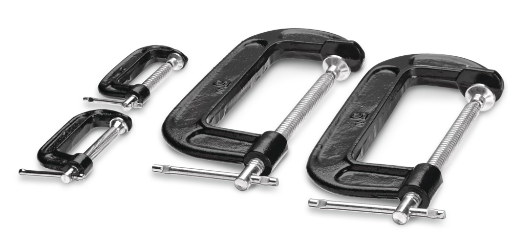 Mastercraft 2-in & 5-in C-Clamp Set, 1-in & 2.5-in Throat Depth 4-pk