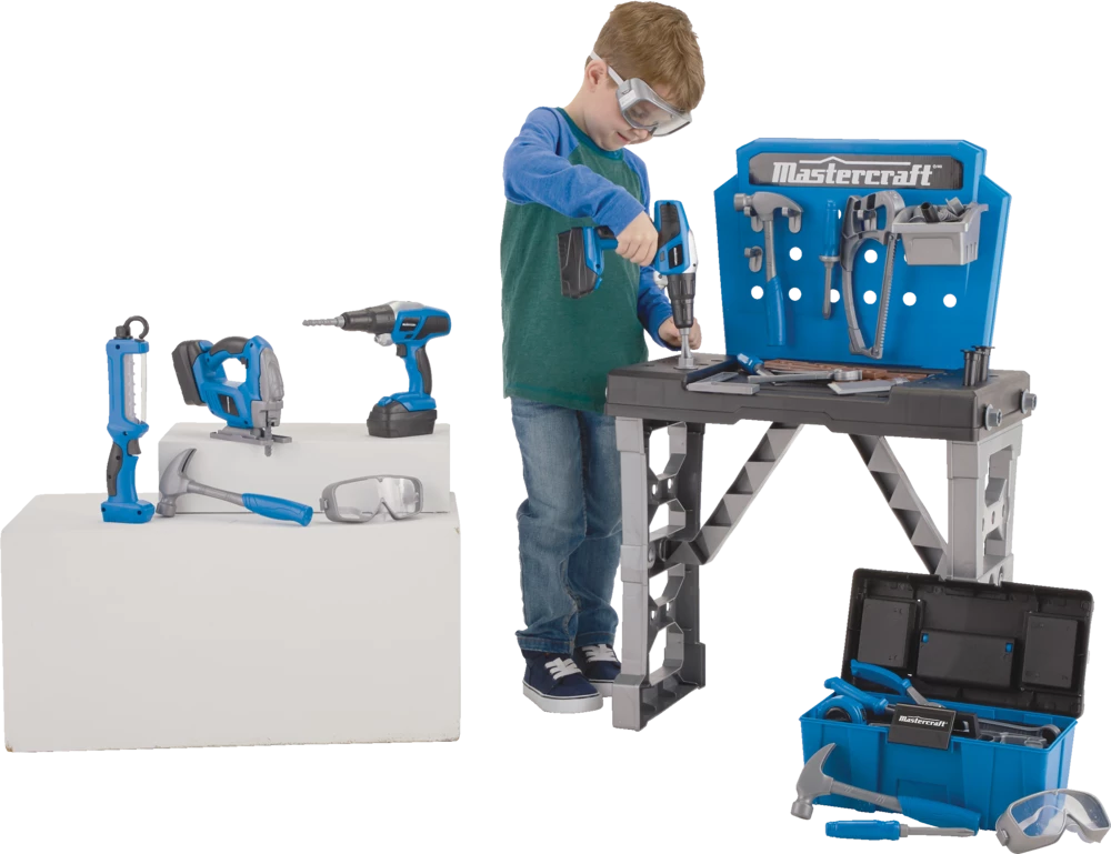 Mastercraft Deluxe Toy Tool & Work Bench W/Battery Operated Drill For Kids, Ages 3+ - Image 7