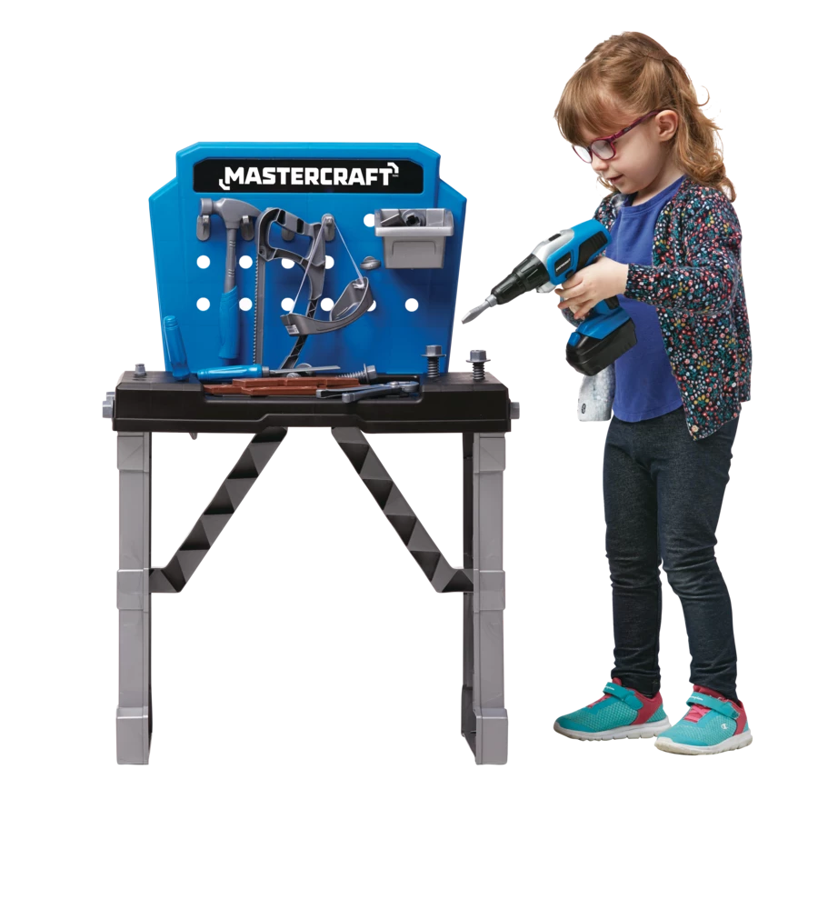 Mastercraft Deluxe Toy Tool & Work Bench W/Battery Operated Drill For Kids, Ages 3+ - Image 6
