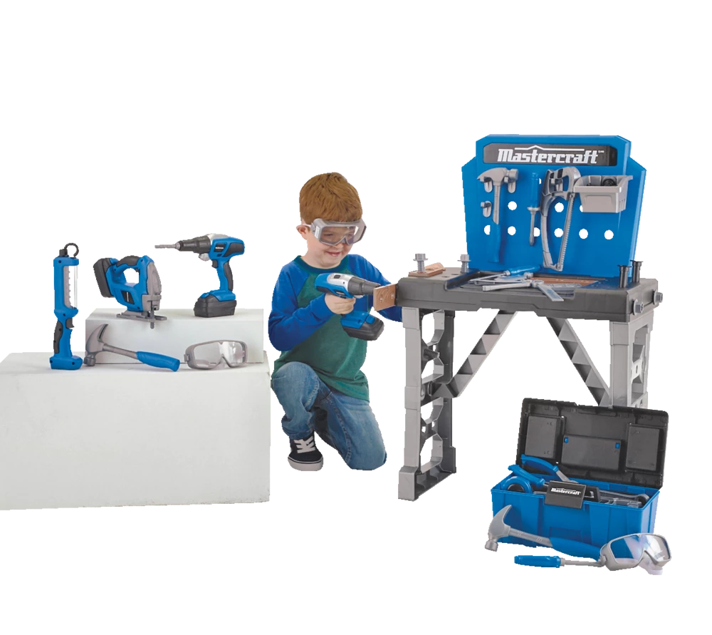 Mastercraft Deluxe Toy Tool & Work Bench W/Battery Operated Drill For Kids, Ages 3+ - Image 8